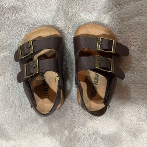 2 pairs of Old Navy 1 Dark Brown & 1 Navy Blue Kids Sandals with Buckles